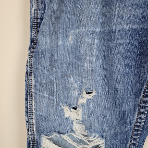 Ariat FR M4 Relaxed Boot Cut Jeans Mens 38x32 Blue Denim Work Distressed - Picture 8 of 9